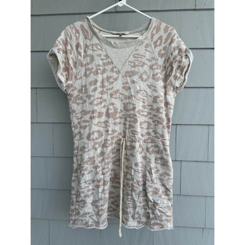 Rebecca Taylor XS French Terry Animal Print Drawstring Casual Dress